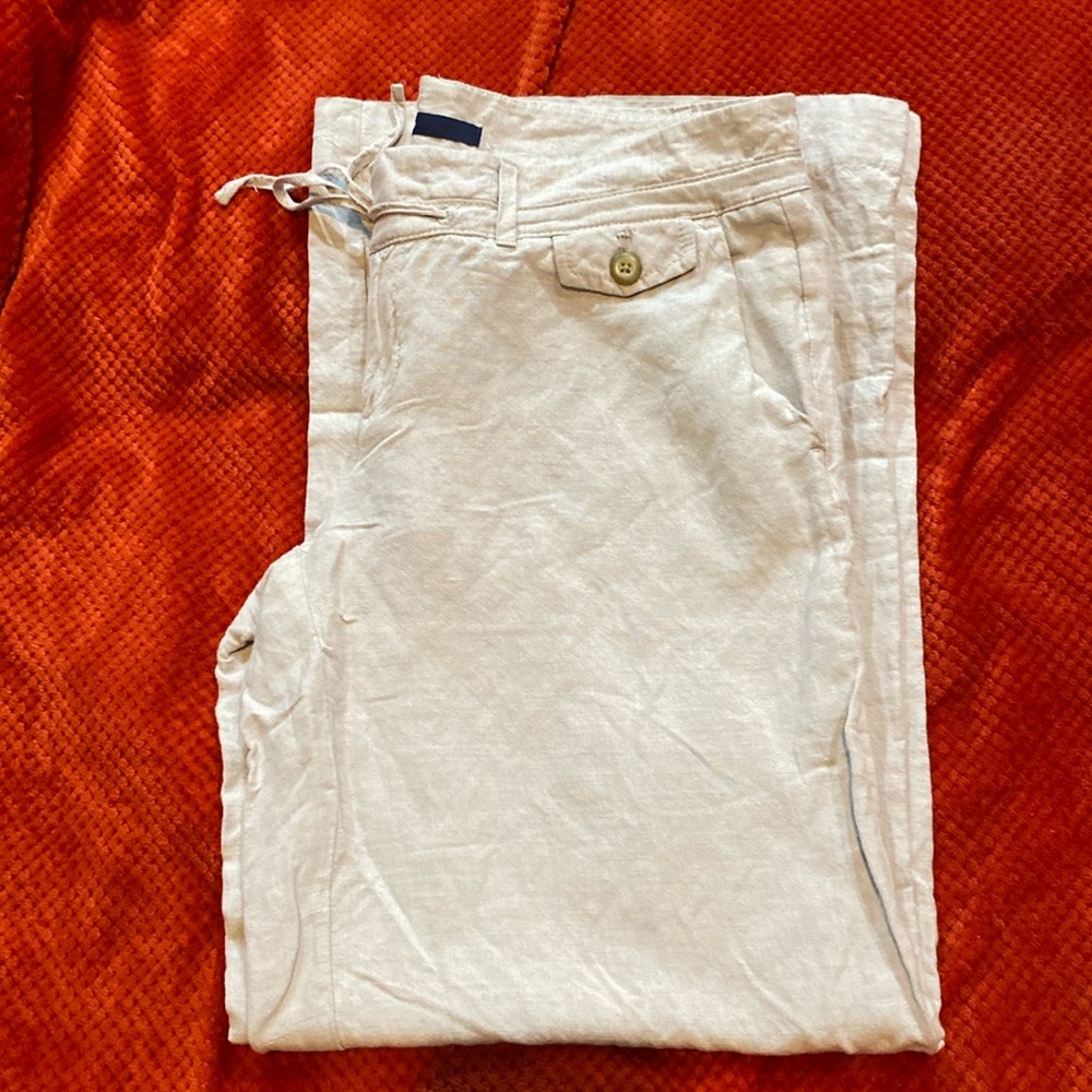 Gap Women's Linen / Rayon Beige Casual Wide Leg Pants Sz 8
